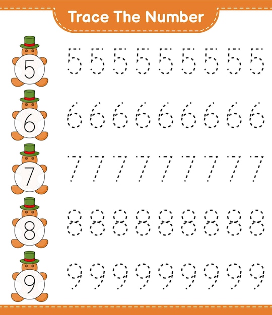 Śledź Numer śledzenie Numeru Z Gingerbread Man Gra Edukacyjna Dla Dzieci Do Druku Ilustracji Wektorowych Arkusza