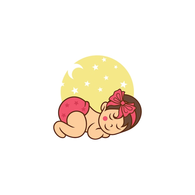 Sleeping Cute Baby Logo Designs Szablon