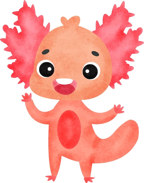 Śliczna Akwarela Axolotl