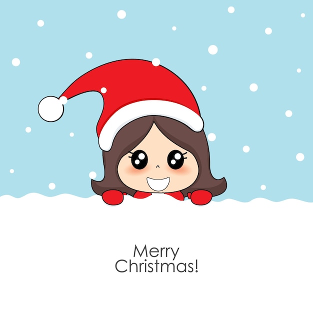 Śliczna Dziewczyna W Stroju świętego Mikołaja Boże Narodzenie W Tle Boże Narodzenie Kartka Z życzeniami Ilustracji Wektorowych