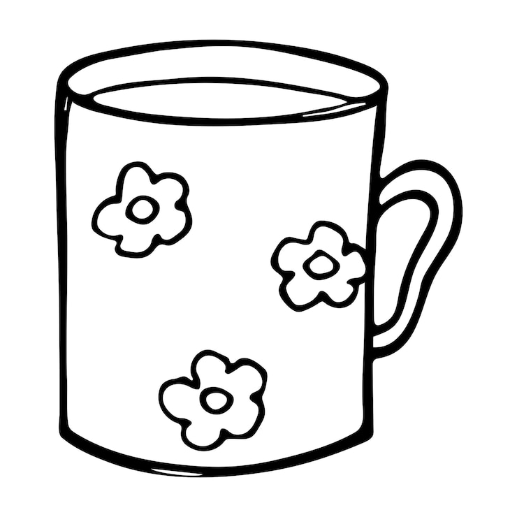 Wektor śliczna filiżanka herbaty lub kawy ilustracja prosty kubek clipart przytulny domowy doodle