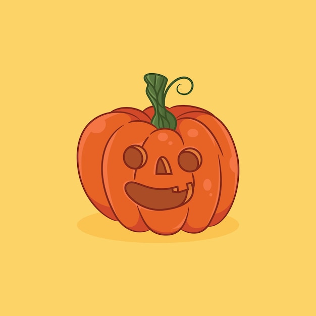 Śliczna ilustracja dyni halloween z jedną ikoną kreskówki ząbkowany uśmiech