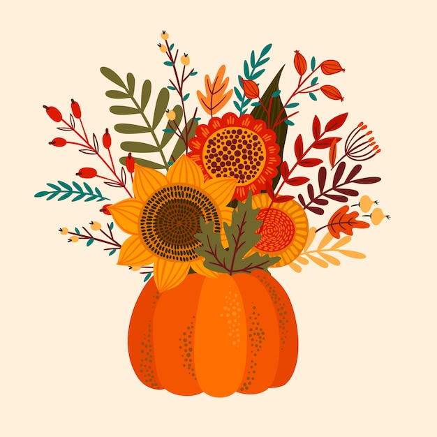 Plik wektorowy Śliczna ilustracja z jesień bukietem.
