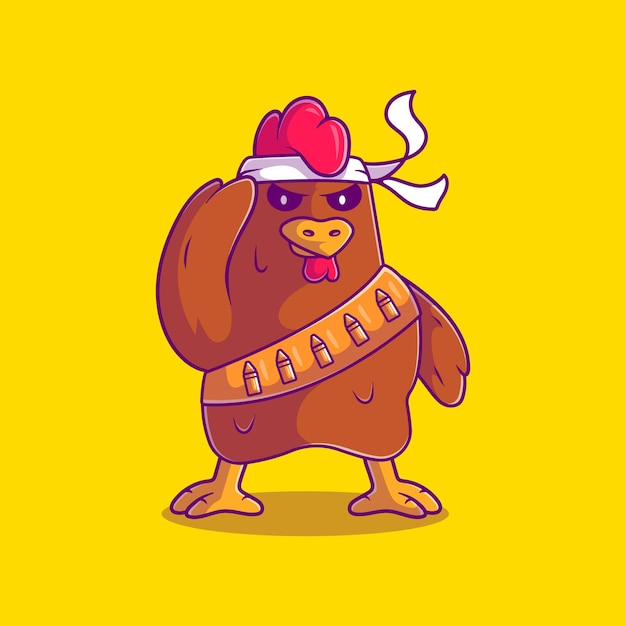 Śliczna ilustracja żołnierza kurczaka nadaje się do projektowania naklejek maskotek i tshirt