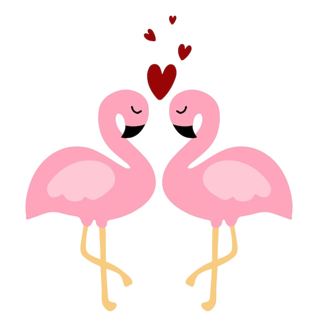 Śliczna Karta Z Flamingami. Miłość I Walentynki Tło. Ilustracja Wektorowa