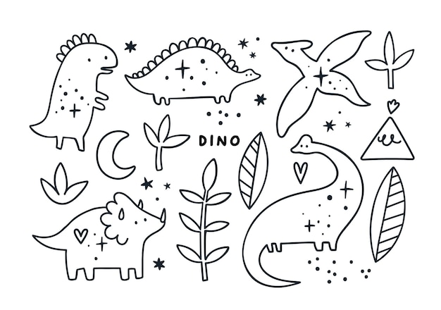 Plik wektorowy Śliczna kolekcja dinozaurów dla dzieci
