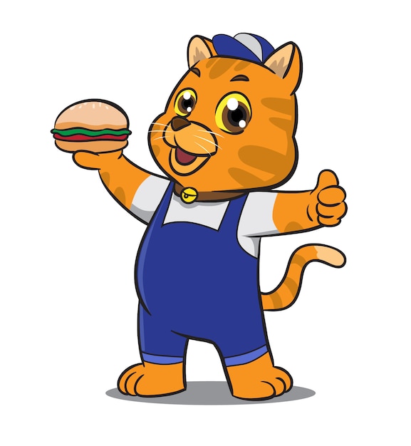 Plik wektorowy Śliczna kreskówka kota maskotki mienia kanapka