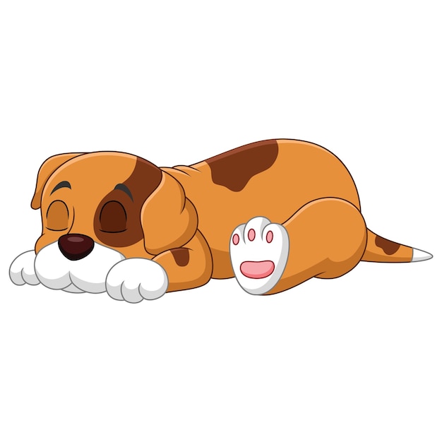 Plik wektorowy Śliczna kreskówka pies śpi na białym tle