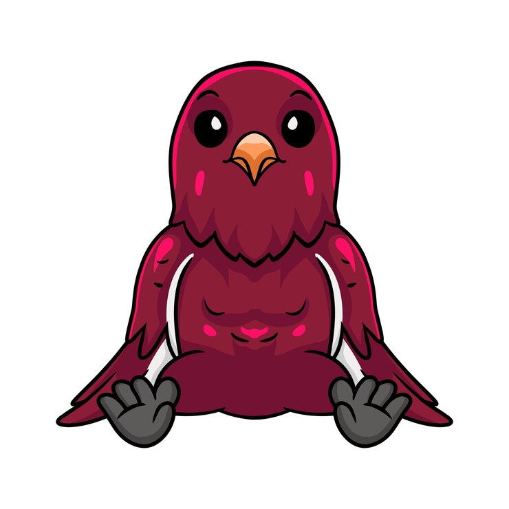 Wektor śliczna kreskówka ptak pompadour cotinga