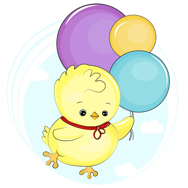 Plik wektorowy Śliczna kreskówkowa laska z balonami