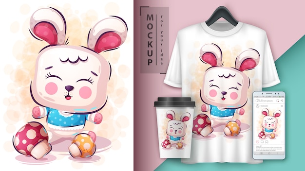 Śliczna Królik Ilustracja I Merchandising