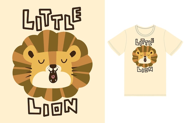 Śliczna lew ilustracja z tshirt projekta premii wektorem