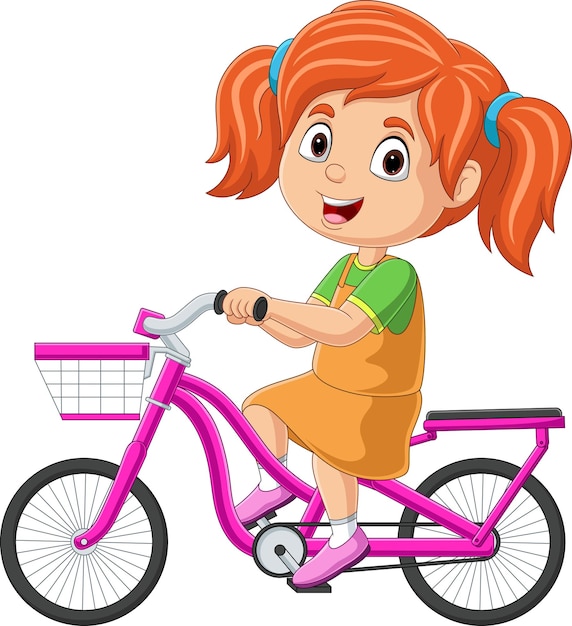 Plik wektorowy Śliczna mała dziewczynka kreskówka jazda rowerem