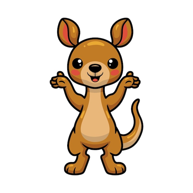 Śliczna mała kreskówka kangura podnosząca ręce