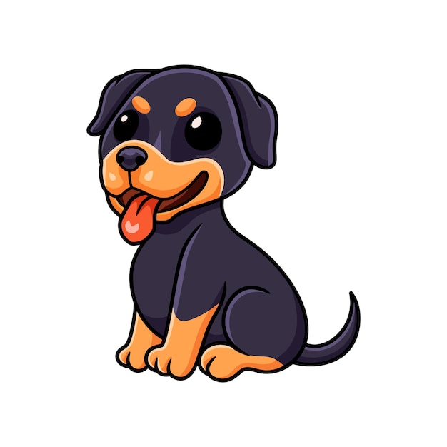 Śliczna mała kreskówka psa rottweilera
