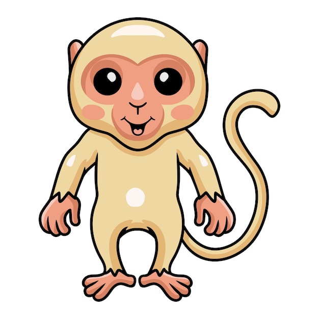 Plik wektorowy Śliczna mała małpa albinos stojąca kreskówka