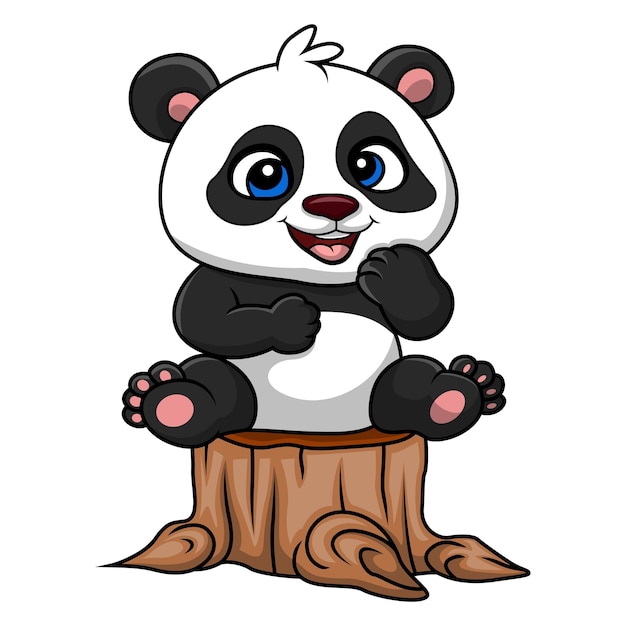 Śliczna Mała Panda Kreskówka Na Białym Tle