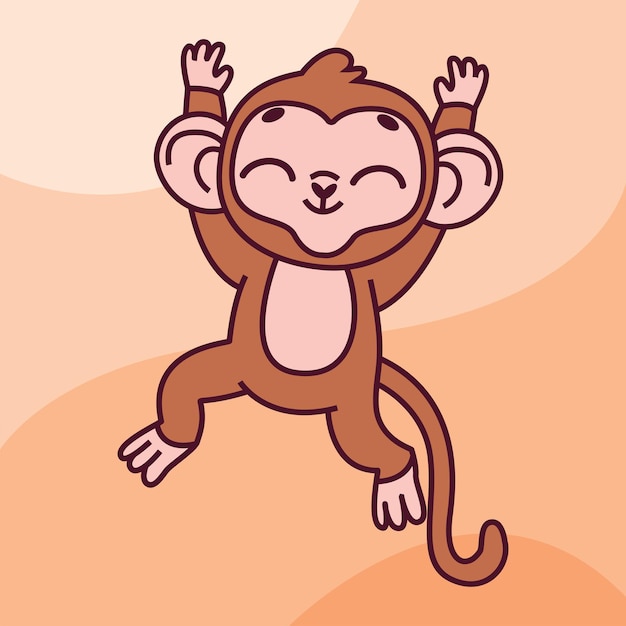 Śliczna Małpa Kreskówka Wektor Ikona Ilustracja Logo Maskotka Ręcznie Rysowane Koncepcja Trandy Kreskówka