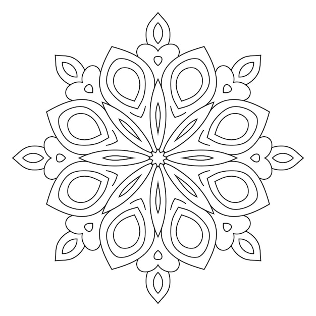 Śliczna Mandala Ozdobne Okrągłe Doodle Kwiat Na Białym Tle
