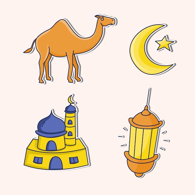 Śliczna Naklejka Z Ilustracji Eid Aladha, Muzułmańskiego święta Pielgrzymki