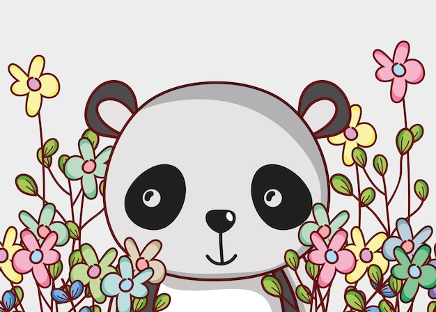 Śliczna Panda Niedźwiedź Doodle Kreskówka