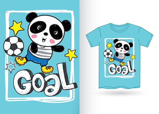 Śliczna Panda Ręcznie Rysowana Na Koszulkę Dla Dzieci