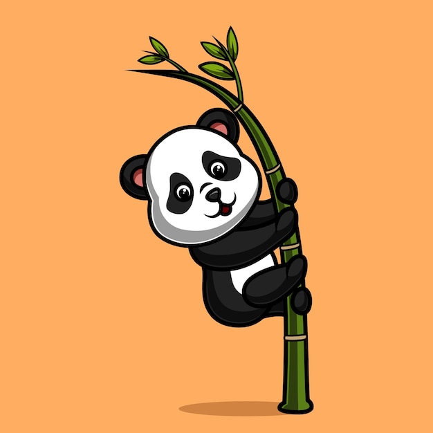 Śliczna Panda Wisząca Na Bambusowej Ilustracji Wektorowych