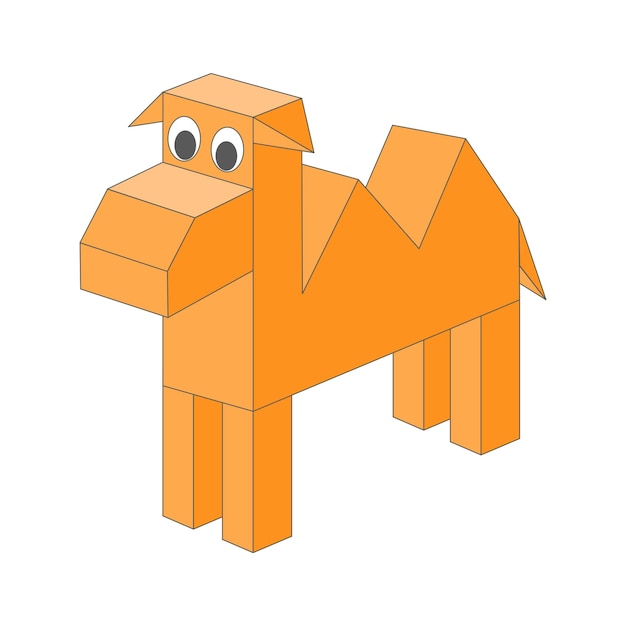 Śliczna postać wielbłąda 3D w stylu pikseli na białym tle Element geometrycznego płaskiego wielbłąda do gry 3d