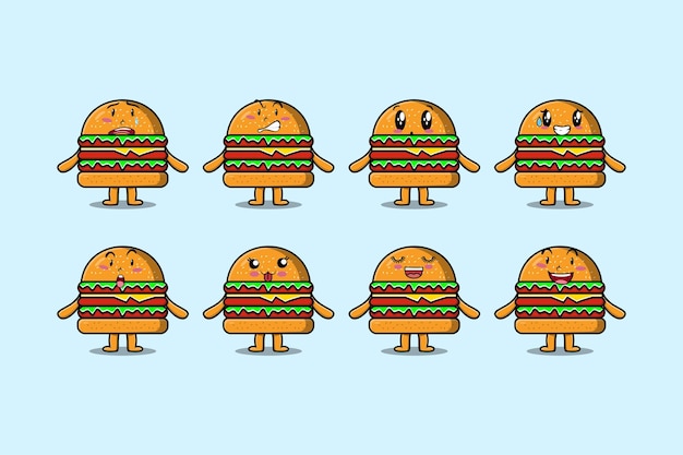 Śliczna Postać Z Kreskówki Burger Trzymająca Ilustrację Znaku Drogowego W Nowoczesnym Stylu 3d