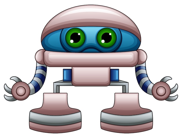 Plik wektorowy Śliczna robot kreskówka z zielonymi oczami odizolowywającymi