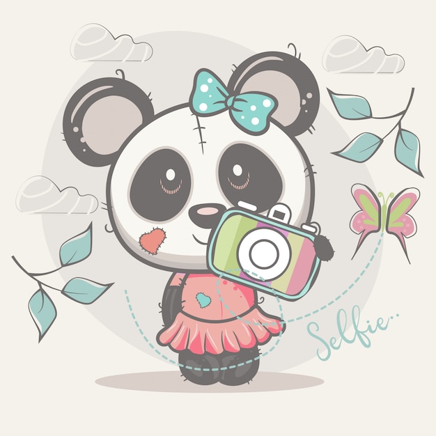 Śliczna Selfie Panda Dziewczyna