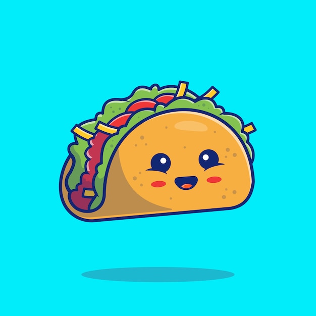 Śliczna Taco maskotki ilustracja. Karmowy postać z kreskówki Odosobniony pojęcie. Płaski styl kreskówek