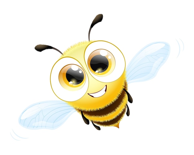 Śliczna zabawna kreskówka puszysta postać pszczół