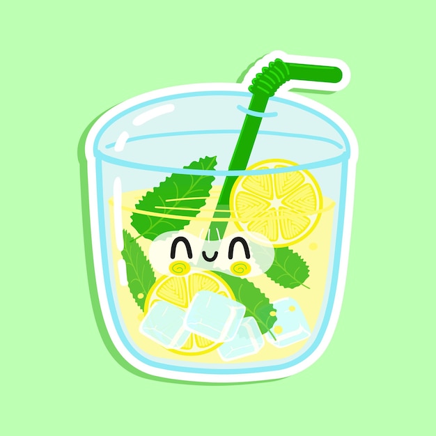 Śliczna Zabawna Naklejka Z Lemoniadą