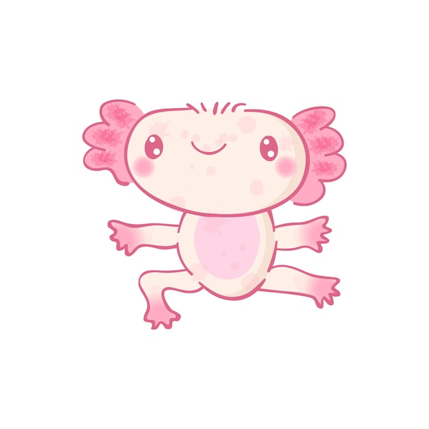 Śliczne Axolotl Maskotka Kreskówka Kawaii Ilustracji Wektorowych