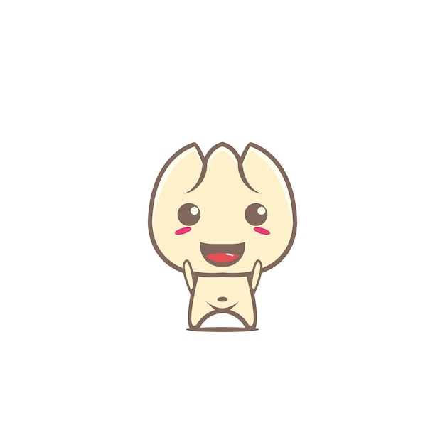 Śliczne dim sum maskotka jedzenie charakter kawaii pieróg