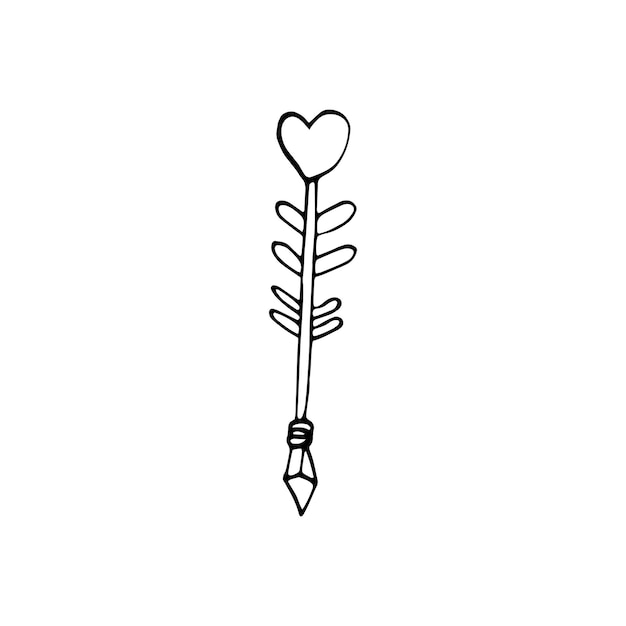 Śliczne Doodle Strzałki Miłości Do łuku Ręcznie Rysowane Ilustracji Wektorowych Słodki Element Kart Okolicznościowych Plakaty Naklejki I Sezonowy Projekt Walentynki Izolowany Na Białym Tle