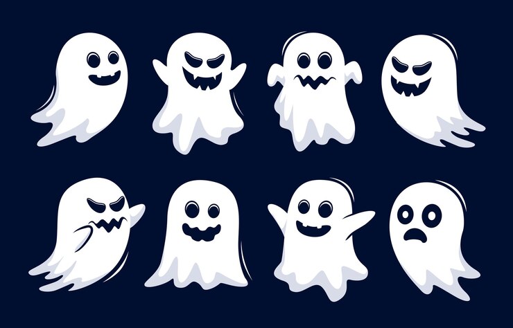 Wektor śliczne halloweenowe kolekcje duchów