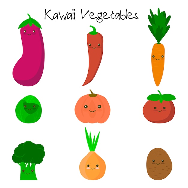 Śliczne Kawaii Uśmiechnięte Warzywa