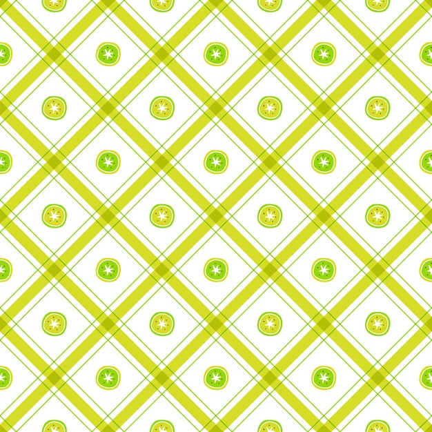 Śliczne Kiwi Pół Owocu Element Złoty żółty Zielony Ukośny Kratkę W Kratkę Scott Gingham Pattern Bg