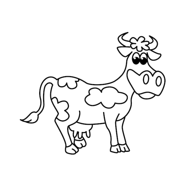 Śliczne Krowy Kreskówka Znaków Wektor Ilustracja Dla Dzieci Kolorowanka
