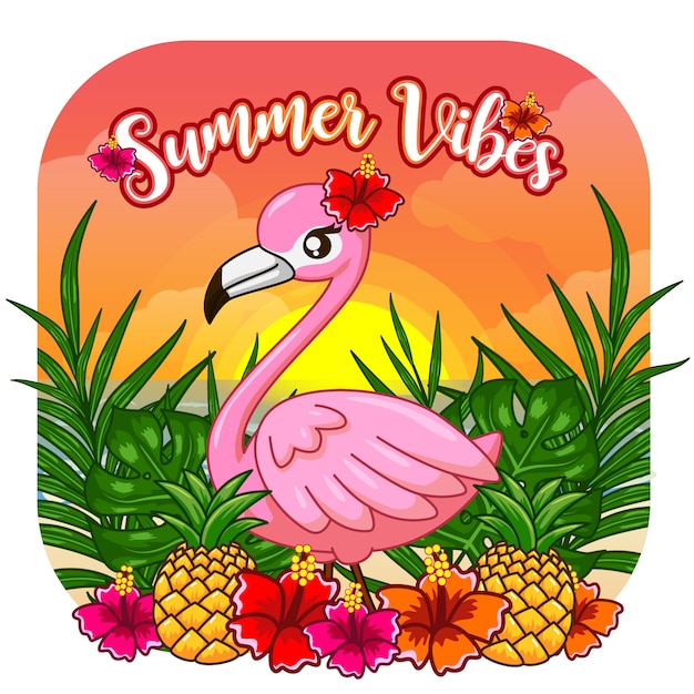 Śliczne lato Vibes Flamingo