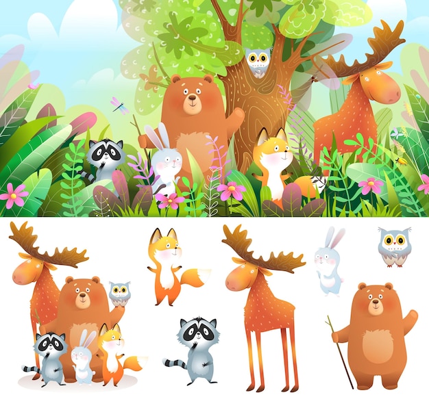 Śliczne Leśne Zwierzęta W Kolekcji Woods Dla Dzieci