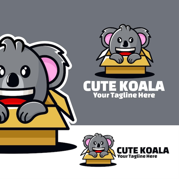 Śliczne Logo Koala W Ilustracji Sztuki W Pudełku