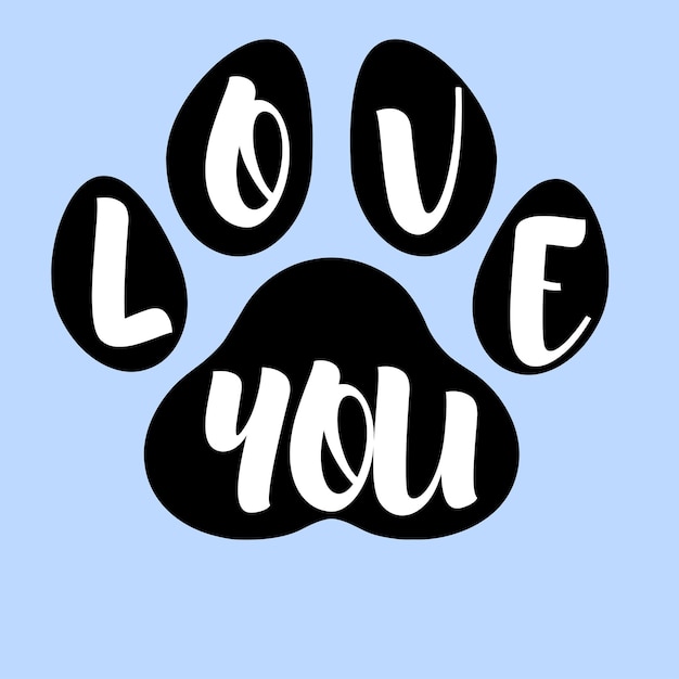 Plik wektorowy Śliczne logo kocham cię psia łapa