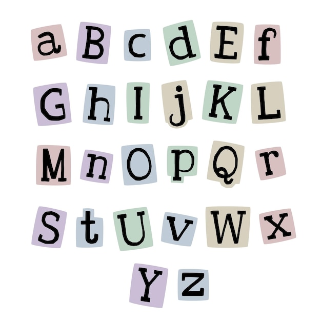 Plik wektorowy Śliczne nagie kolorowe litery yk alfabet retro abc anonimowa wiadomość z magazynu