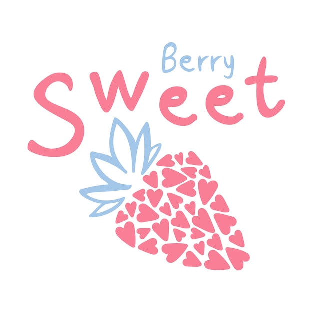 Śliczne nowoczesne logo słodkie truskawki jagodowe z prostymi owocami i elementem kreskówek do druku