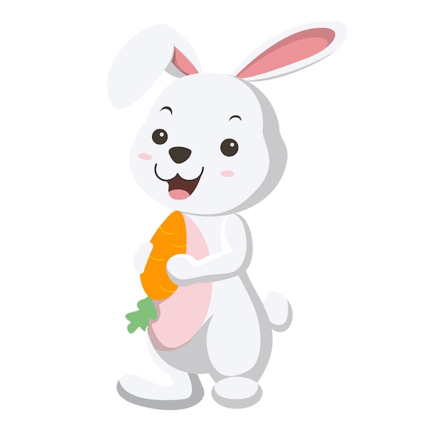Plik wektorowy Śliczny biały królik trzymający marchewkę