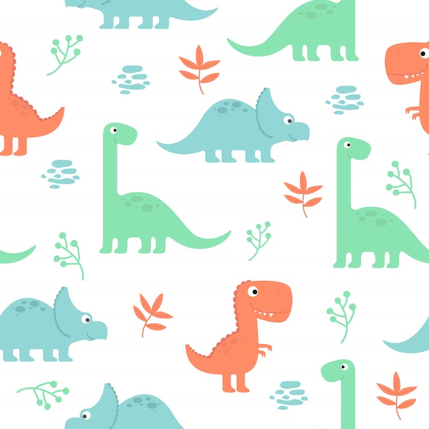 Śliczny Dinosaur Bezszwowy wzór dla tapety