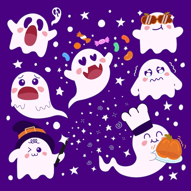 Śliczny Doodle Halloweenowy Duch Do Dekoracji